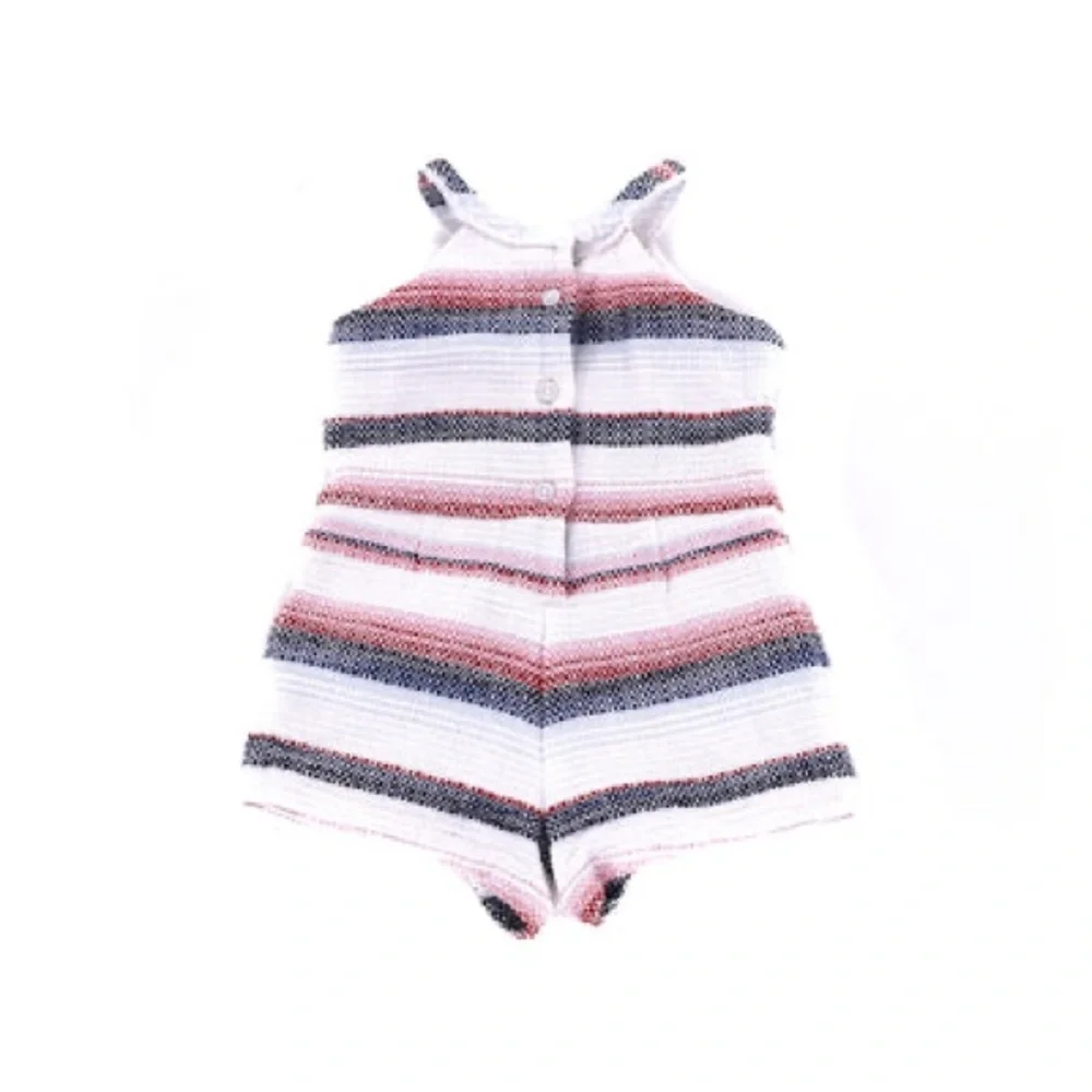 Janie & Jack Girls Cotton Tweed Romper, Size Kids 8, White, Red, Pink, Blue